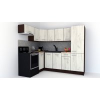 Bucatarie de Colt GENA NEW 4 ST. 160-230, Fara Corp de Cuptor, Wenge / Decor K001